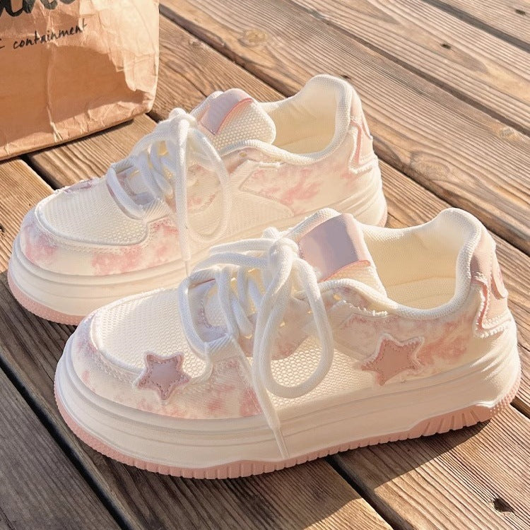 Damen Sportliche Plateau-Sneaker mit atmungsaktiver Mesh-Oberfläche und modischem Design R&B