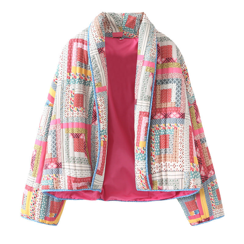 Damen gesteppte Patchworkjacke R&B