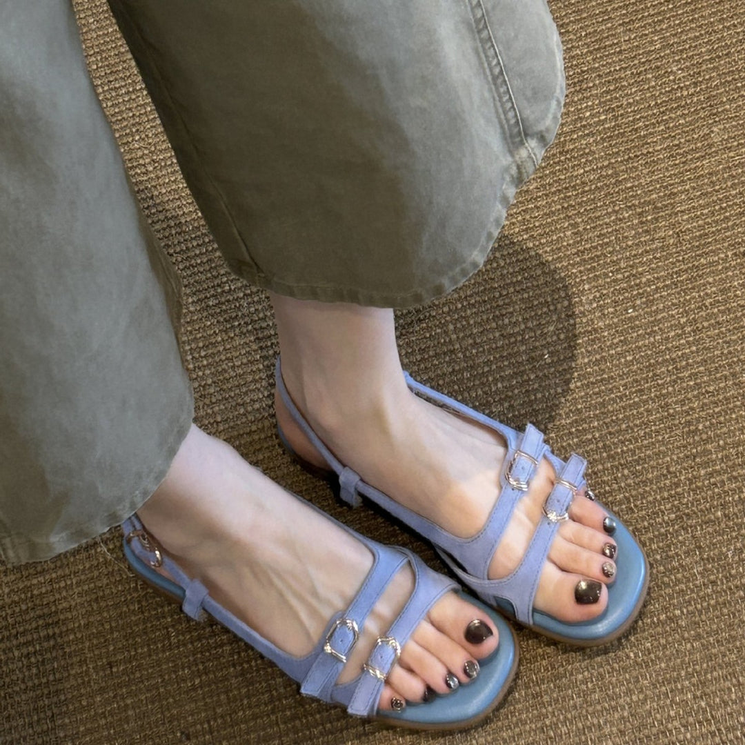 Damen Riemchen-Sandalen mit komfortablem Fußbett und modischem Schnallen-Design R&B