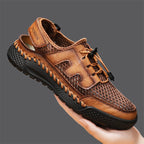 Damen Komfortable Mesh-Lederschuhe mit Schnellverschluss R&B