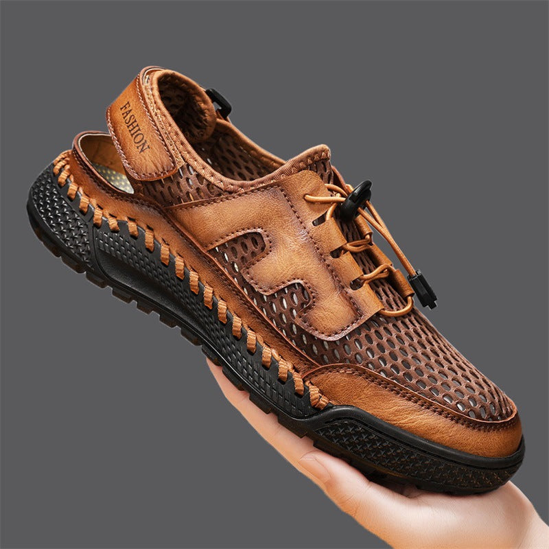 Damen Komfortable Mesh-Lederschuhe mit Schnellverschluss R&B