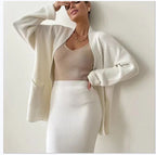Damen Elegantes Strick-Set mit Rückenschlitzen und lässiger Passform R&B