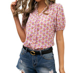 Damen Bluse mit Rüschendetails und floralem Muster