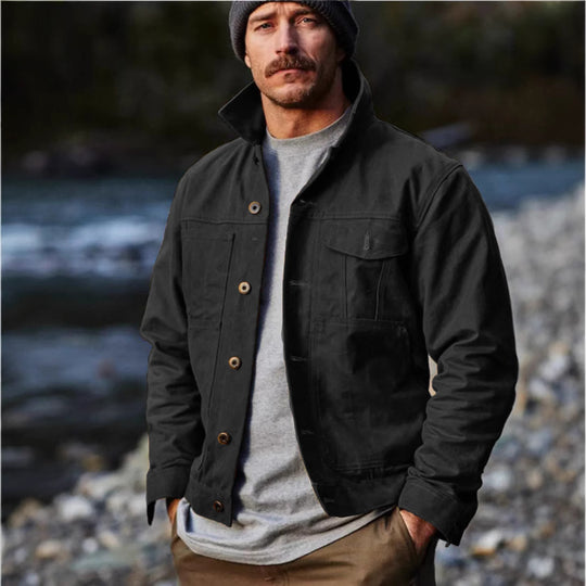 Herren leichte Utility-Jacke mit praktischen Taschen und stylischem Stehkragen R&B