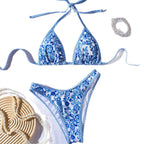 Damen Triangle-Bikini mit boho-inspiriertem floralen Muster