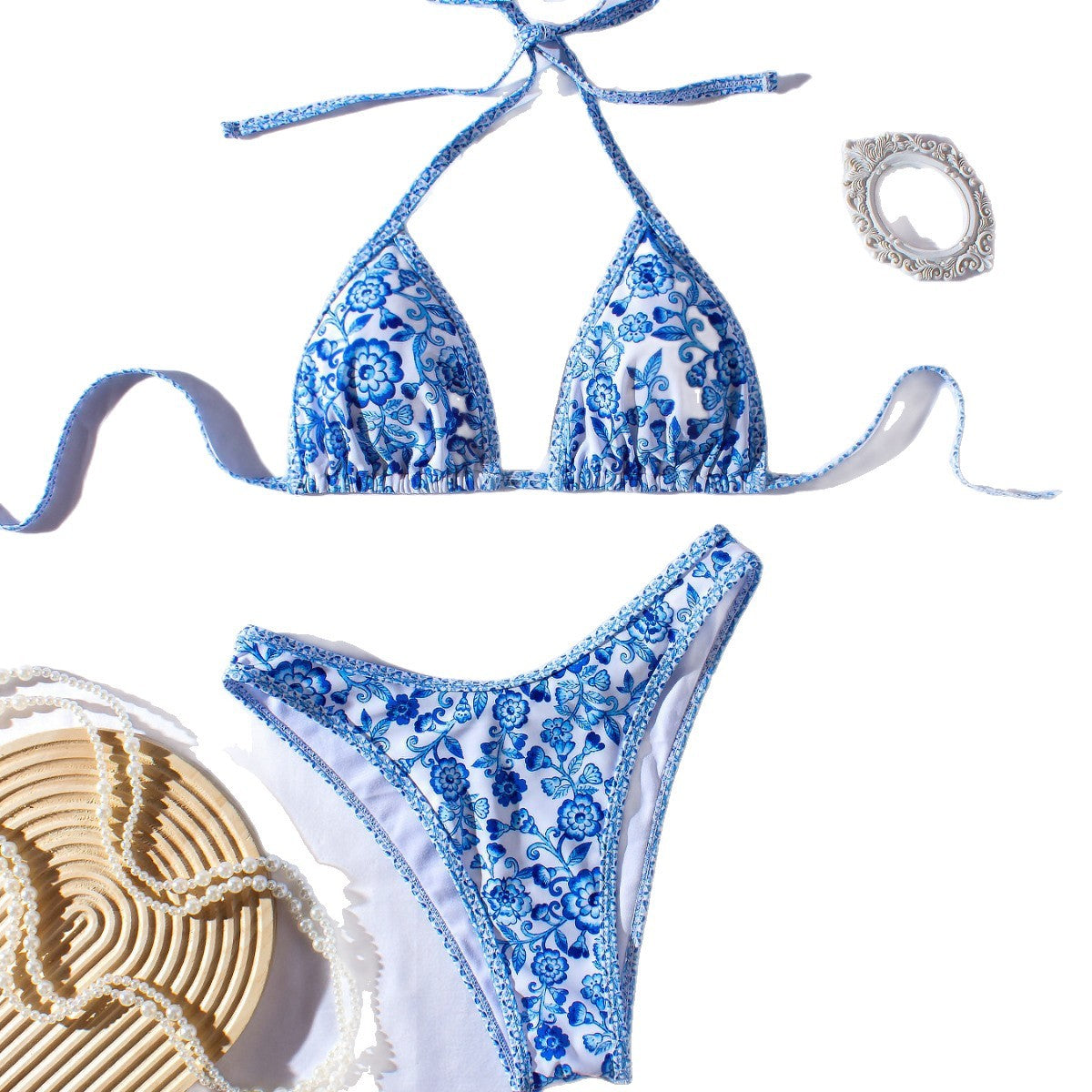 Damen Triangle-Bikini mit boho-inspiriertem floralen Muster