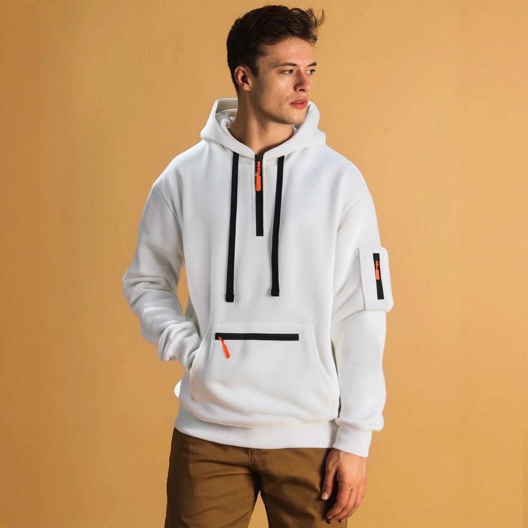 Herren sportlicher Hoodie mit praktischen Taschen und modischem Reißverschluss R&B