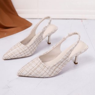 Damen Slingback-Pumps mit elegantem Karomuster und bequemen Absatz R&B