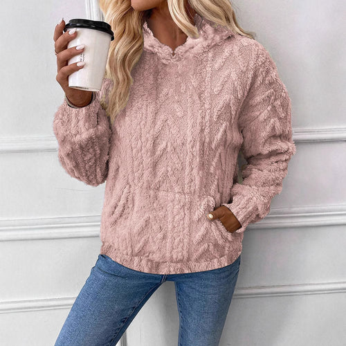 Damen Flauschiger Hoodie mit Kängurutasche R&B