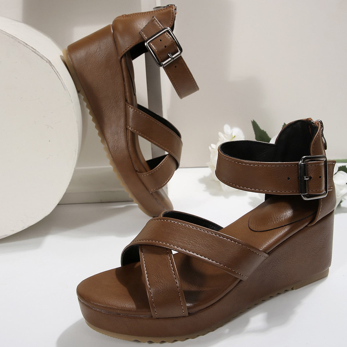 Damen Wedge-Sandalen mit verstellbaren Riemen und rutschfester Sohle R&B