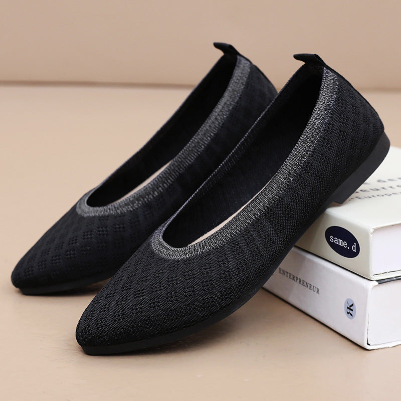 Damen atmungsaktive und elegante Ballerinas mit flexiblem Strickdesign R&B