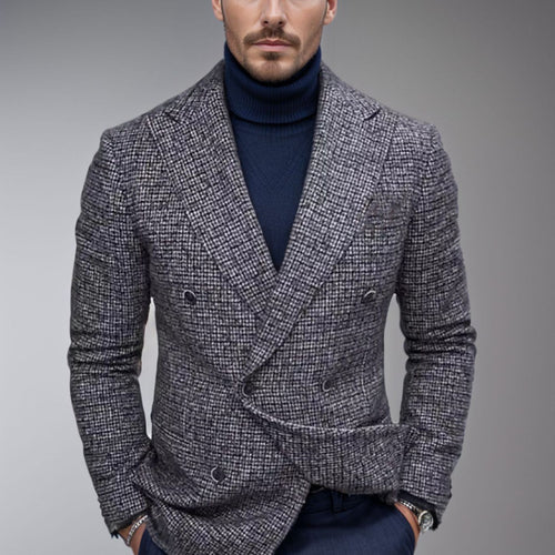 Herren modischer doppelreihiger Blazer mit feinem Strukturdesign R&B