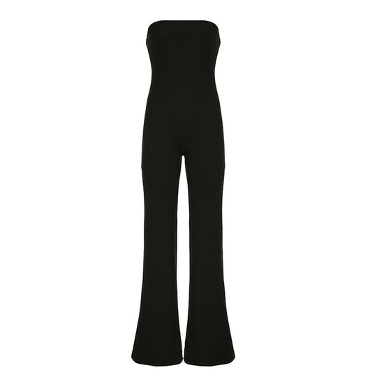 Damen Jumpsuit mit weitem Bein und elastischem Taillenband R&B