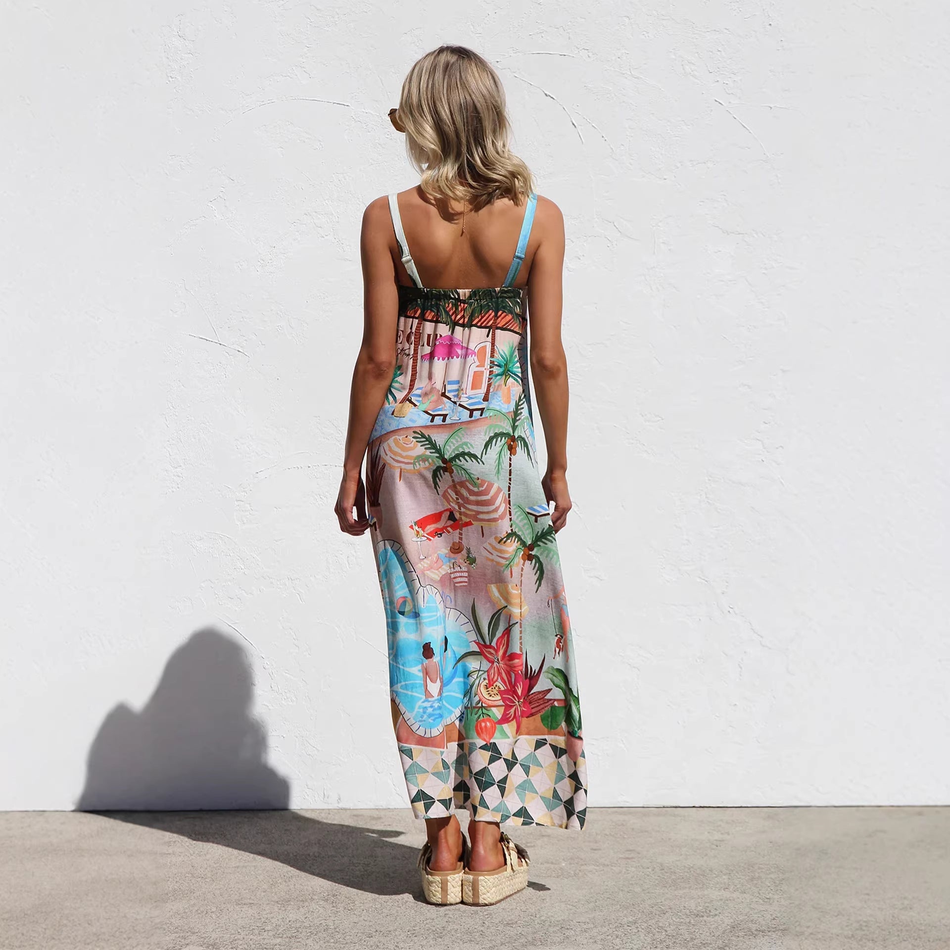 Damen Sommerliches Maxikleid mit buntem Print und luftiger Passform