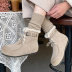 Damen Bequeme Winterstiefel mit kuscheligem Innenfutter und modischer Schnalle R&B