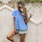 Damen Bluse mit Rüschendetails und floralem Muster R&B