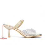 Damen elegante Slingback-Sandalen mit glitzernden Akzenten und breitem Blockabsatz R&B