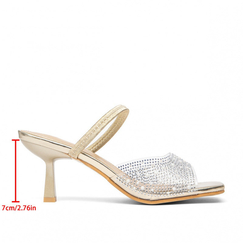 Damen elegante Slingback-Sandalen mit glitzernden Akzenten und breitem Blockabsatz R&B