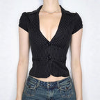 Damen Blazer mit tailliertem Schnitt und modernen Streifen R&B