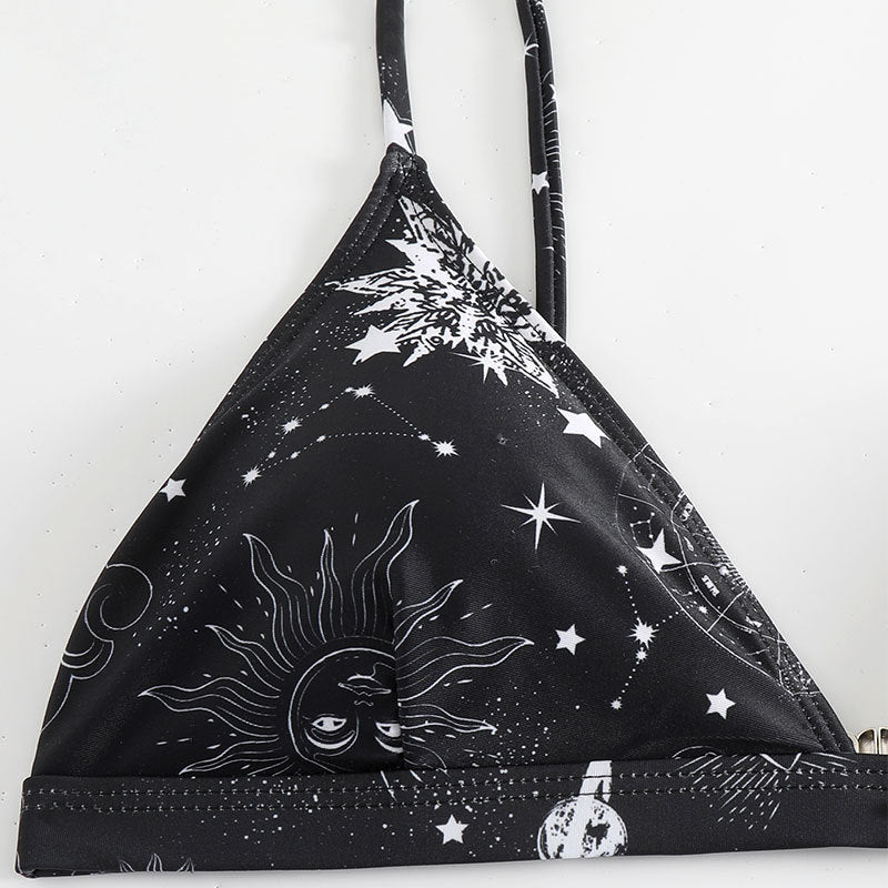 Damen Triangel-Bikini mit einzigartigem Sternenmotiv und verstellbaren Trägern