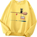 Damen Sweatshirt mit kreativem Katzenmotiv