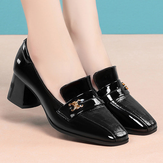 Damen Elegante Blockabsatz-Pumps mit modischem Rüschendesign R&B