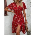 Damen Wickelkleid mit floralem Muster und seitlichem Schlitz R&B