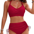 Damen Hochtaillierter Bikini mit gerafftem Detail R&B