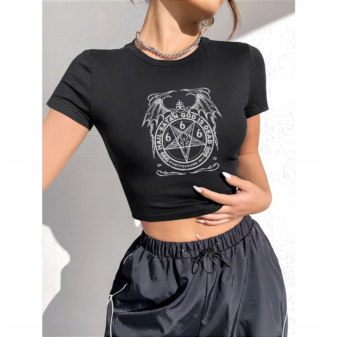 Damen cropped T-Shirt mit exklusivem Pferdemotiv und figurbetontem Schnitt R&B