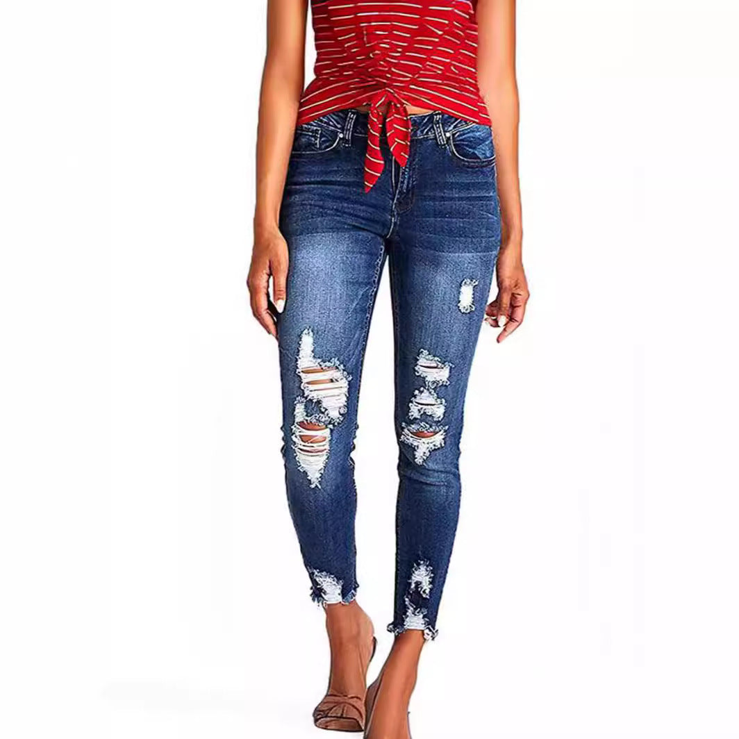 Damen lässige Skinny Jeans im distressed Look R&B