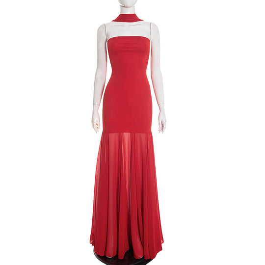 Damen Elegantes Abendkleid mit transparenten Drapierungen R&B
