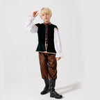 Unisex nan mittelalterliches Kinderkostüm Set mit Samtweste, geraffter Pluderhose und Renaissance-Details R&B