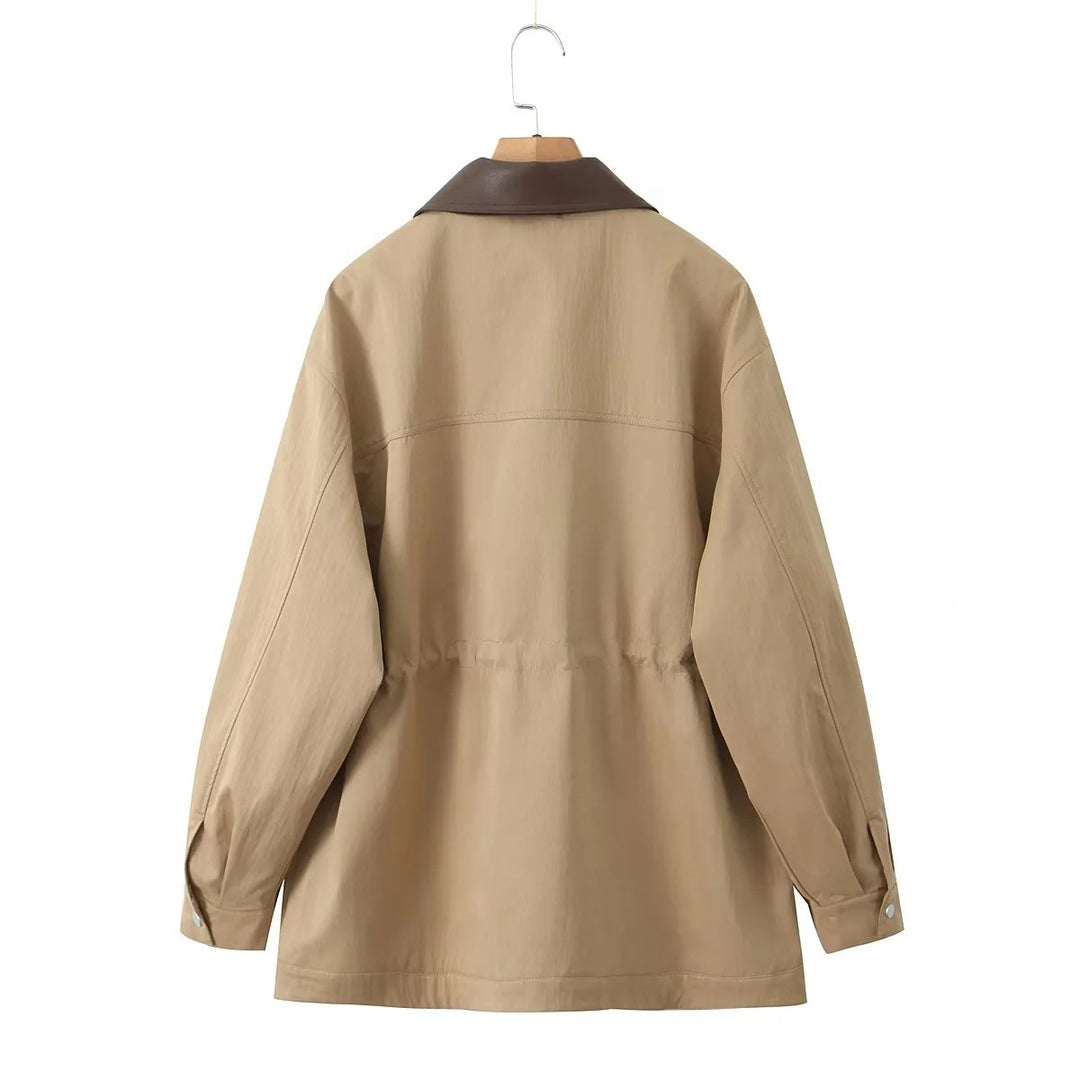 Damen Windbreaker Jacke mit bequemer Tailleinstellung und extra großen Taschen R&B