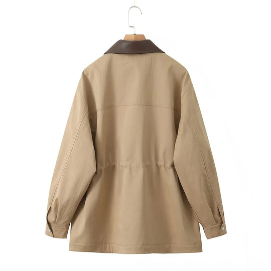 Damen Windbreaker Jacke mit bequemer Tailleinstellung und extra großen Taschen R&B