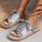 Damen Glitzernde und luftige Schnürsandalen R&B