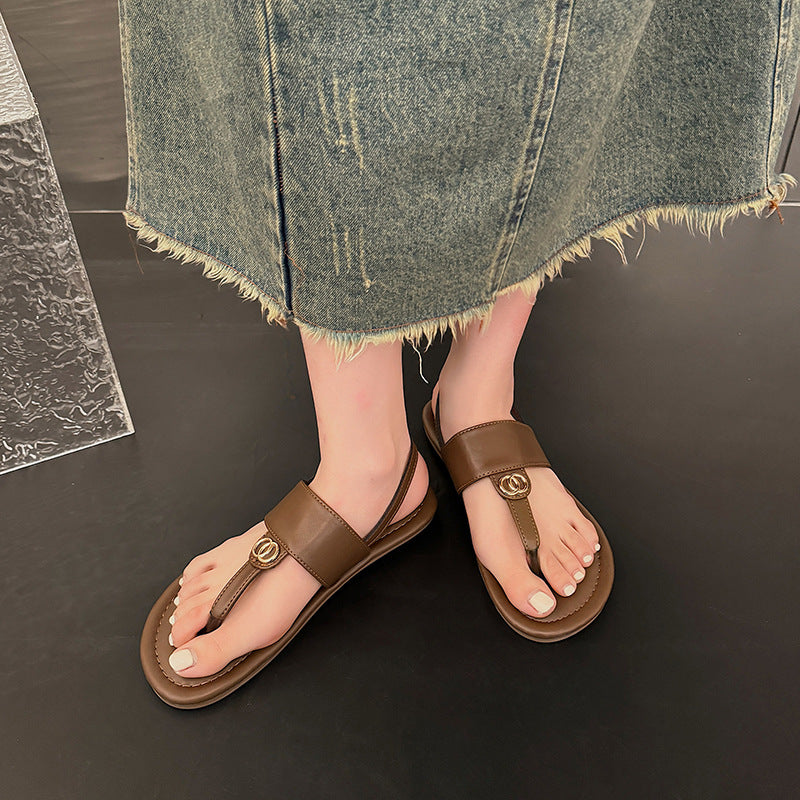 Damen Zehentrenner-Sandalen mit modischem Riemendesign und verstellbarem Riemen R&B