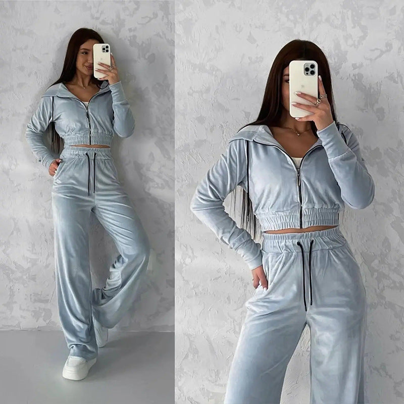 Damen sportliches Samt-Set