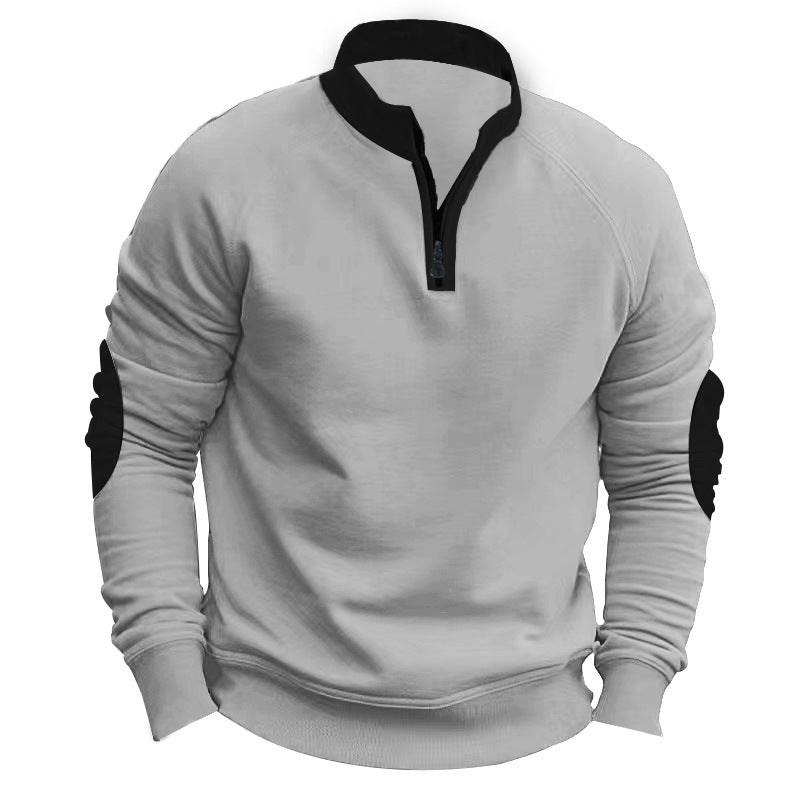 Herren Sweatshirt mit modischem Stehkragen und praktischem Reißverschluss R&B