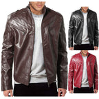 Herren Kunstleder Bikerjacke mit Steppdetails