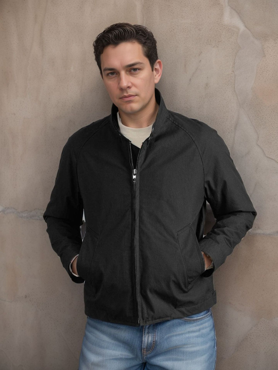 Herren leichte Freizeitjacke im modernen Design mit Stehkragen R&B