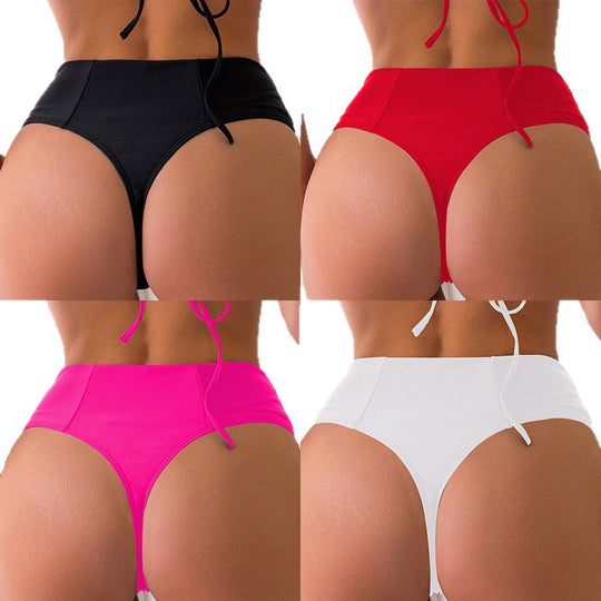 Damen Hoch geschnittene Bikini-Hose mit figurformendem Schnitt und seitlichen Bindebändern R&B