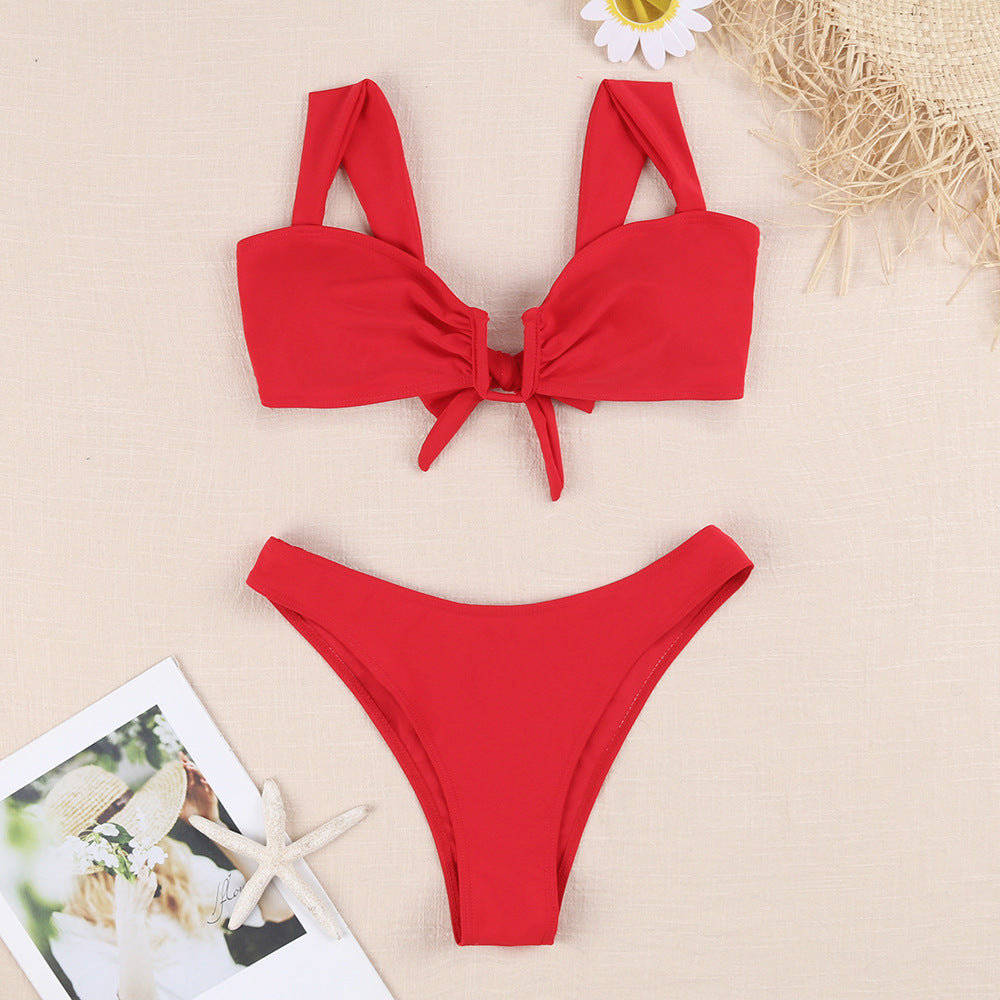 Damen Bikini-Set mit verspieltem Knotendesign und floralem Print R&B