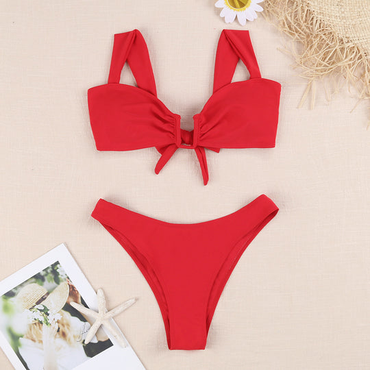 Damen Bikini-Set mit verspieltem Knotendesign und floralem Print R&B