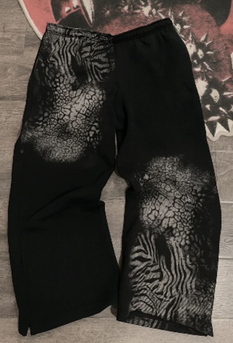 Damen nan lockere Sweathose mit asymmetrischem Animal-Print, elastischem Komfortbund und geradem Bein R&B