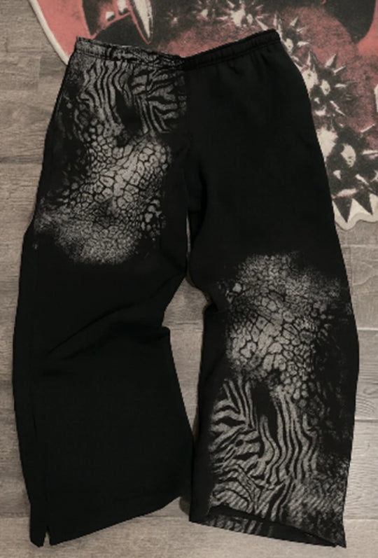 Damen nan lockere Sweathose mit asymmetrischem Animal-Print, elastischem Komfortbund und geradem Bein R&B
