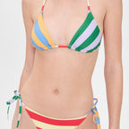Damen Triangel-Bikini mit buntem Streifenmuster R&B