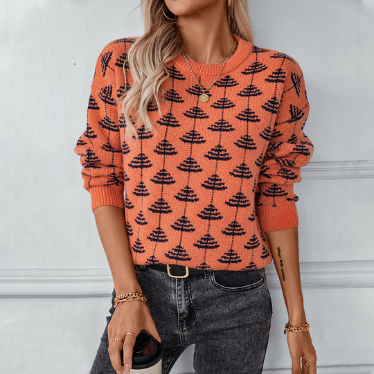 Damen Strickpullover mit verspieltem Baumdesign und weichem Material R&B