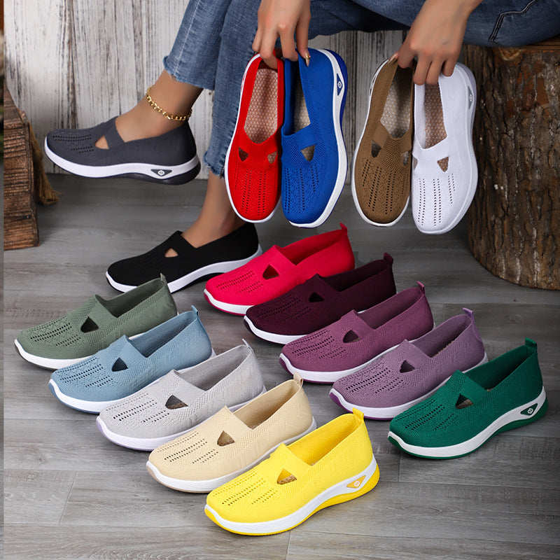 Damen Atmungsaktive Slip-On Freizeitschuhe mit offenem Schnitt