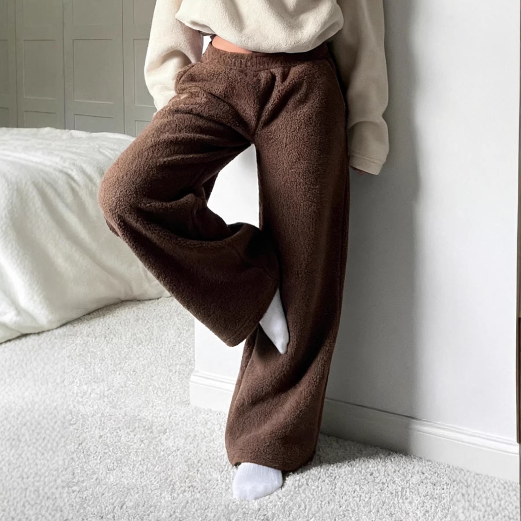 Damen Flauschige Jogginghose mit elastischem Bund und Seitennahttaschen R&B