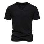 Herren V-Ausschnitt T-Shirt aus atmungsaktiver Baumwolle mit komfortablem Sitz